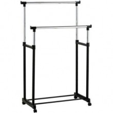 Стойка для одежды и обуви телескопическая двойная Double Pole Clothes Horse Plus удобная и вместительная 