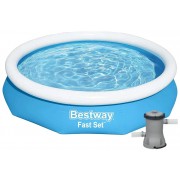 Надувний басейн Bestway Fast Set 305x66 см сімейний круглий з картриджним фільтр-насосом 1249 л/год для дачі та саду