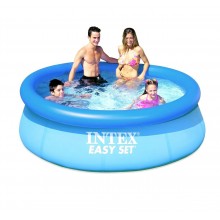 Надувной наливной семейный бассейн Intex Easy Set 244 х 76 см практичный на 2419 литров Blue