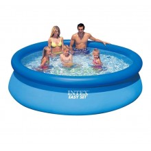 Надувной семейный круглый бассейн Intex Easy Set Pool 305х76 наливной 3853 л Blue 