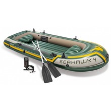 Надувная лодка Intex 68351 Seahawk 4 четырехместная ПВХ для рыбалки и отдыха 351х145х48 см + вёсла и насос в комплекте Green Надувная лодка Intex 68351 Seahawk 4 четырехместная ПВХ для рыбалки и отдыха 351х145х48 см + вёсла и насос в комплекте Green