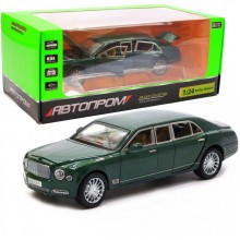 Машинка металлическая инерционная детская со звуком и светом Bentley Mulsanne Grand Limousine реалистичная крепкая 21,5х6,5х6 см Хаки