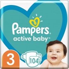 Подгузники Pampers Active Baby Размер 3 Extra Sleep 104 штуки 6-10 кг Подгузники Pampers Active Baby Размер 3 Extra Sleep 104 штуки 6-10 кг