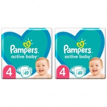 Набор Подгузников Pampers Active Baby Размер 4 Junior Extra Sleep 98 штук Maxi 9-14 кг 