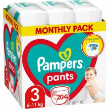 Подгузники-трусики Pampers Pants Размер 3 Эластичные 204 штуки Maxi 6-11 кг Удобные практичные