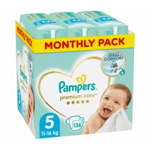 Подгузники Pampers Premium Care Размер 5 Heart Quilts 136 штук Maxi 11-16 кг Мягкие 