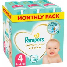 Подгузники Pampers Premium Care Размер 4 Heart Quilts 168 штук Maxi 9-14 кг Мягкие 