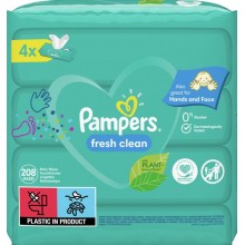 Детские Влажные Салфетки Pampers Fresh Clean 4х52 шт Мягкие Maxi 208 штук приятные ароматные